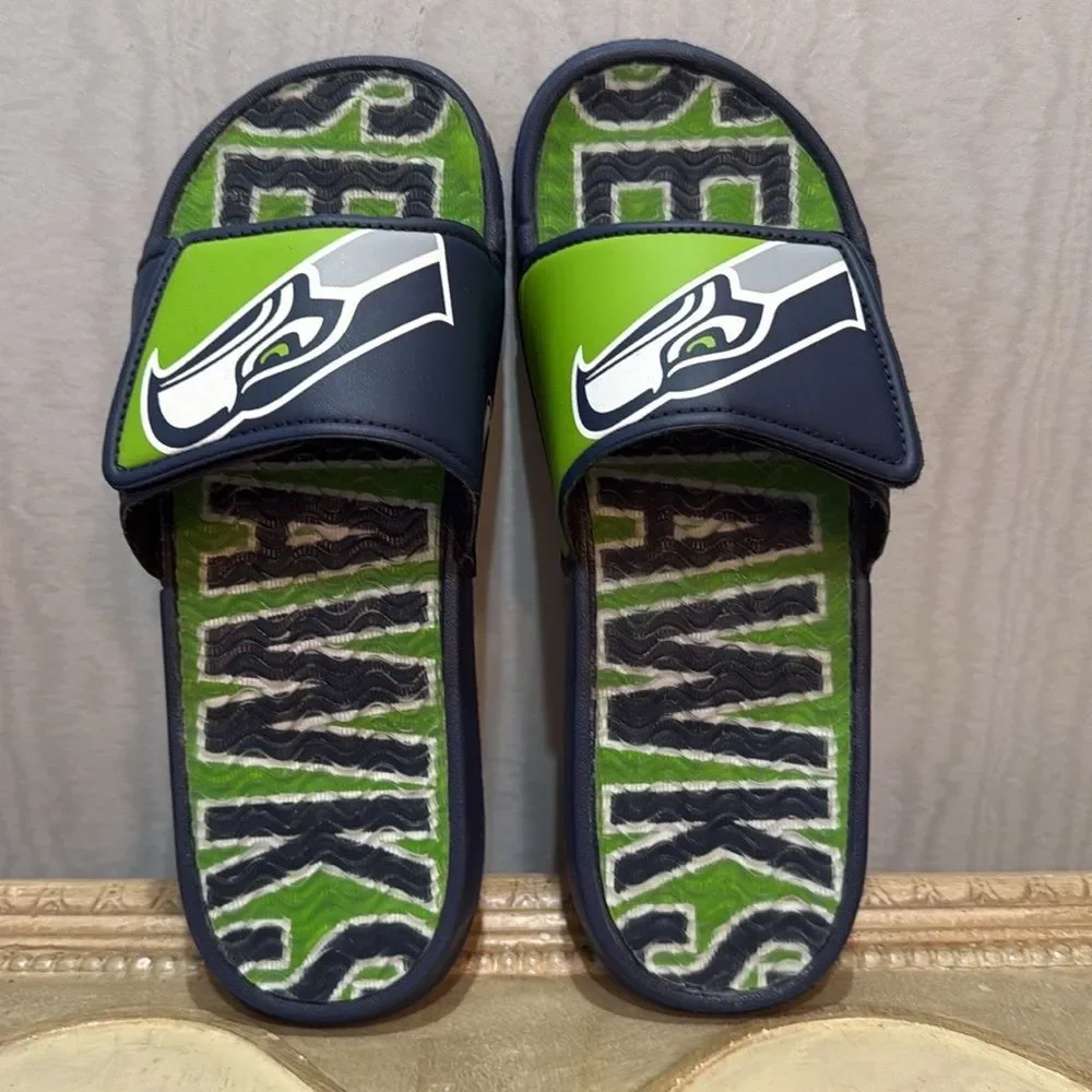 FOCO Seattle Seahawks NFL Unisex Gel Slides Flip Flops Sandals Sz S M:7/8 W:8/9
